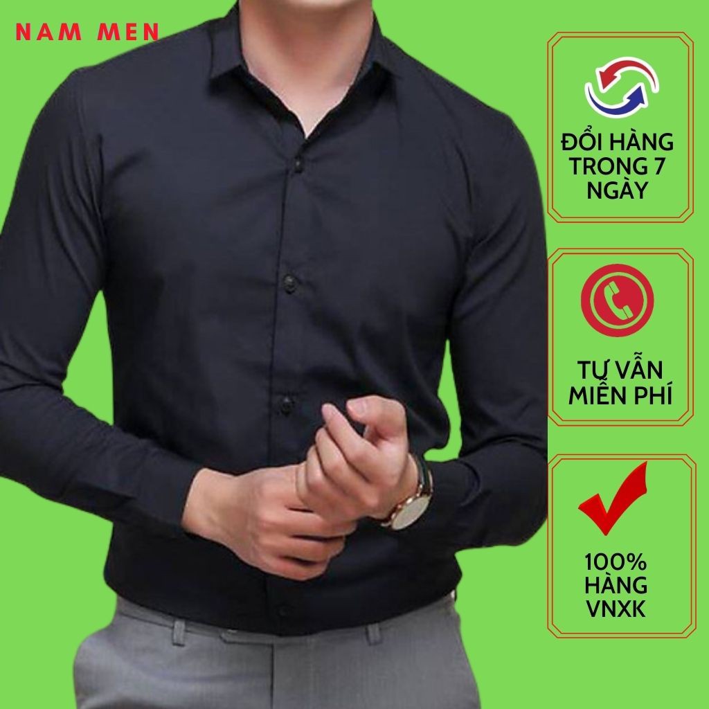 Sơ Mi Nam, Áo Sơ Mi Nam Dài Tay Vải Trơn Không Nhăn Cao Cấp VNXK | BigBuy360 - bigbuy360.vn