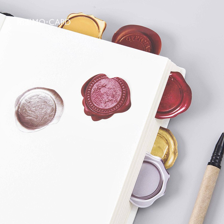 Hộp 46 chiếc sticker CON DẤU CỔ ĐIỂN trang trí quà tặng, sổ bullet journal, phong thư