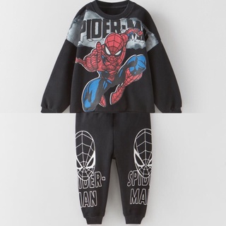 Bộ dài tay thu đông cho bé trai - Set bộ nỉ Spiderman da cá tqxk siêu đẹp cho bé trai size 2-7t