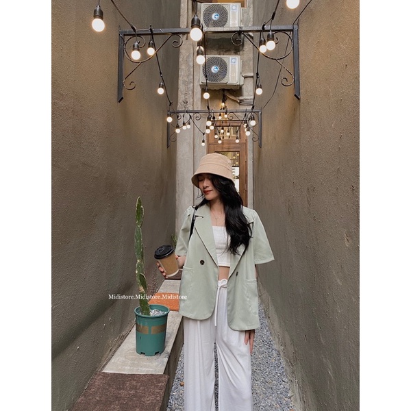 Áo Blazer ngắn tay bồng 2 cúc
