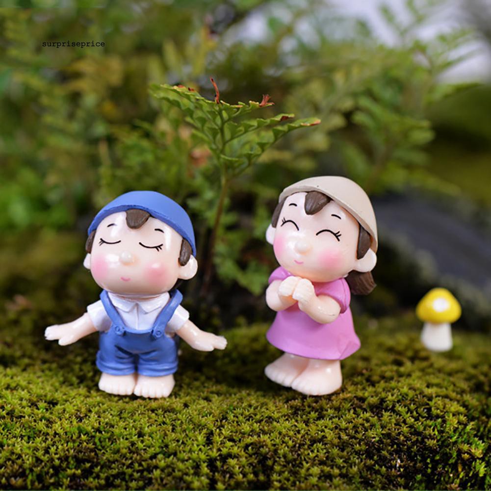 Set 2 tượng bé trai + bé gái trang trí xinh xắn