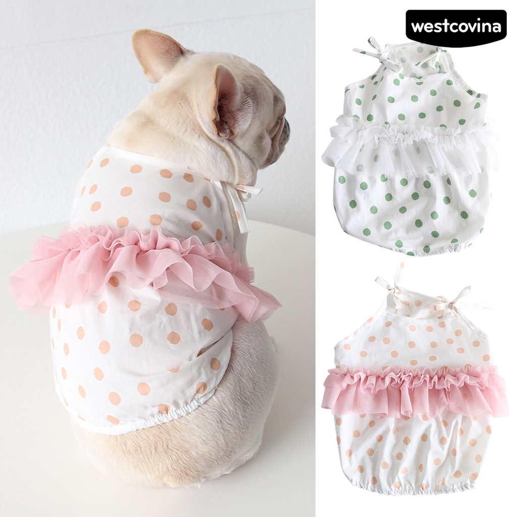 [Mới]♞Đầm Hai Dây Họa Tiết Chấm Bi Thời Trang Mùa Hè Cho Thú Cưng