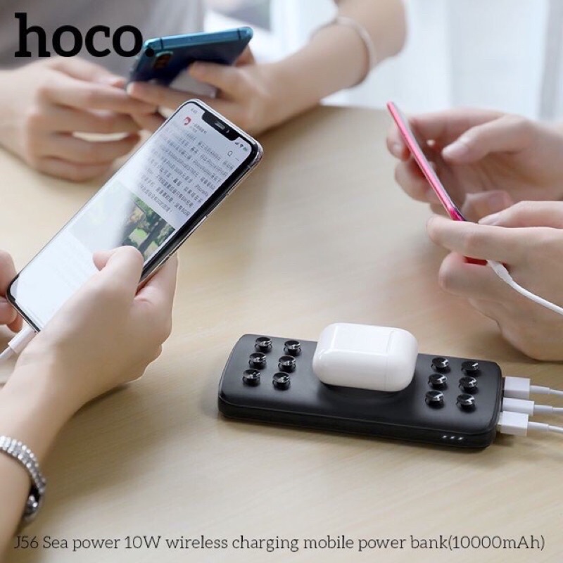 Sạc dự phòng không dây 4in1 10000mah có đế hít điện thoại hỗ trợ sạc nhanh