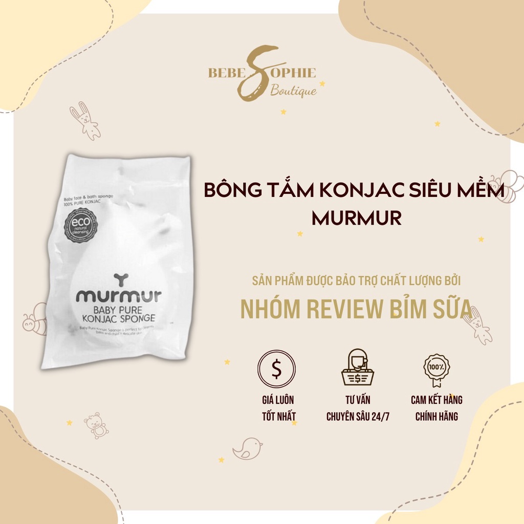 Bọt biển, bông tắm hữu cơ dùng tắm, rửa mặt cho mẹ và bé từ sơ sinh Murmur - Hàn Quốc