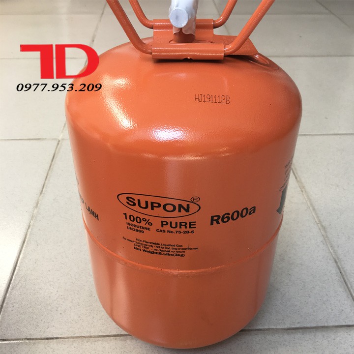 Môi chất lạnh gas lạnh điều hòa R600a Supon 3kg bình nhỏ - Điện Lạnh Thuận Dung