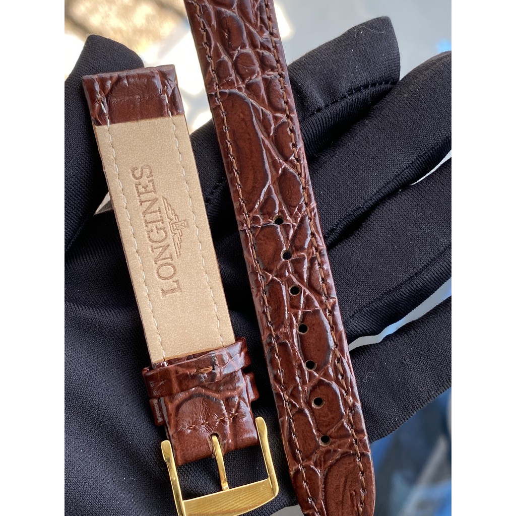 Dây da cá sấu khóa vàng cho đồng hồ longin size 18/20mm