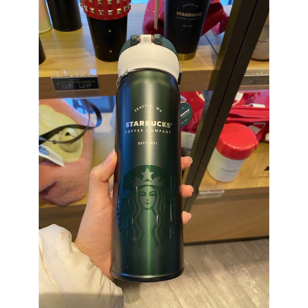 Bình đựng nước giữ nhiệt STARBUCKS X THERMOS màu xanh rêu Dung tích 500ml