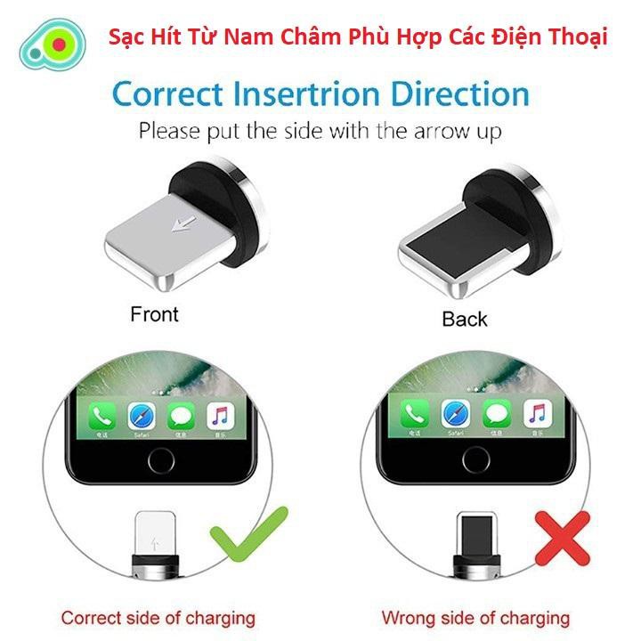 Combo sạc nam châm , 1 dây 3 chân ( Chân iphone , chân sam sung , chân TYPE - C )