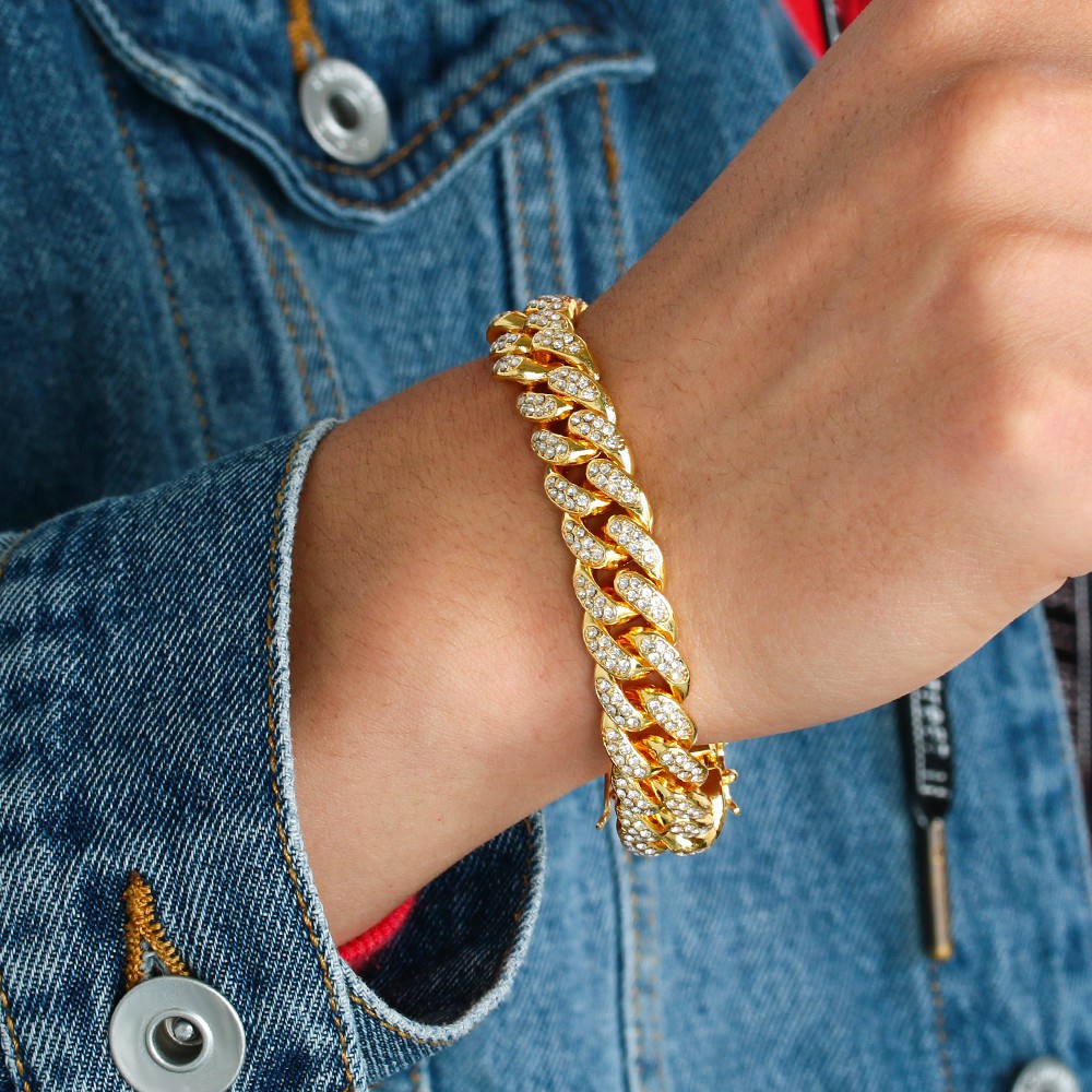 Vòng tay cỡ 12mm phong cách hip hop thời trang dành cho nam giới