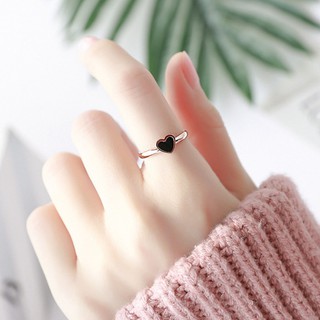 Nhẫn Ti Tan Không đen Trái Tim đen TT 0536
