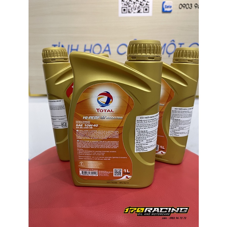 (HCM) Nhớt Xe Tay Ga TOTAL HI-PERF 4T SCOOTER SAE 10W40 Dung Tích 1000 ML