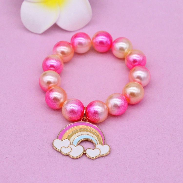 Vòng Tay Chuỗi Hạt Màu Sắc Cầu Vồng Dễ Thương Cho Bé Gái