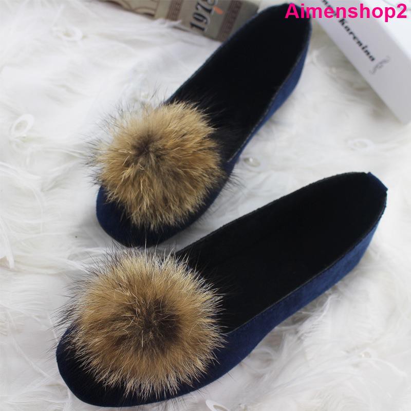 Giày Lười Da Lộn Phối Nhung Đế Bằng Kiểu Hàn Quốc Thời Trang Mùa Thu Cho Nữ 2021 Size 35~43