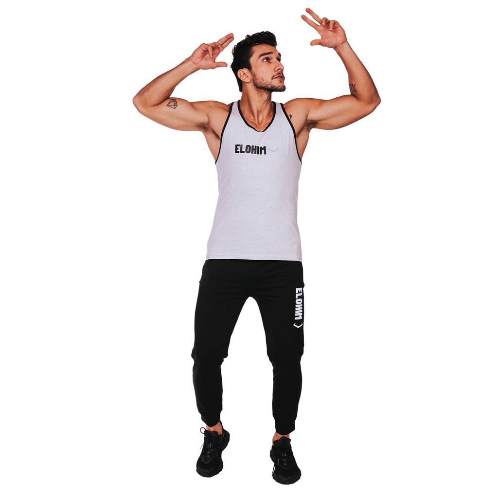 ÁO TANK TOP CHỮ ELOHIM - XÁM NHẠT