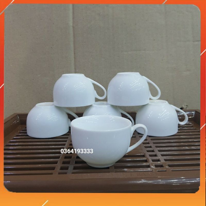 Chén sứ trắng - Chén uống trà có quai 40ml hàng đẹp