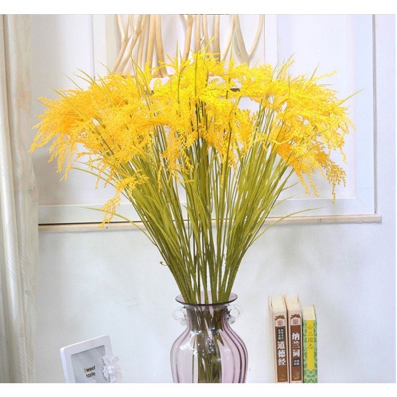Hoa giả - Bông lúa giả Havi 40cm cành 5 nhánh trang trí giống thật