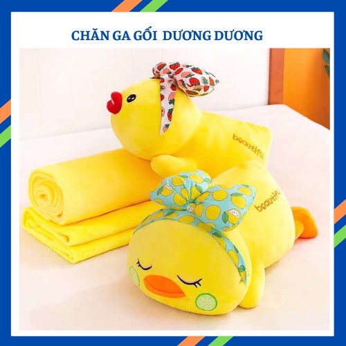 Bộ chăn thú bông kèm mềm mẫu vịt nơ