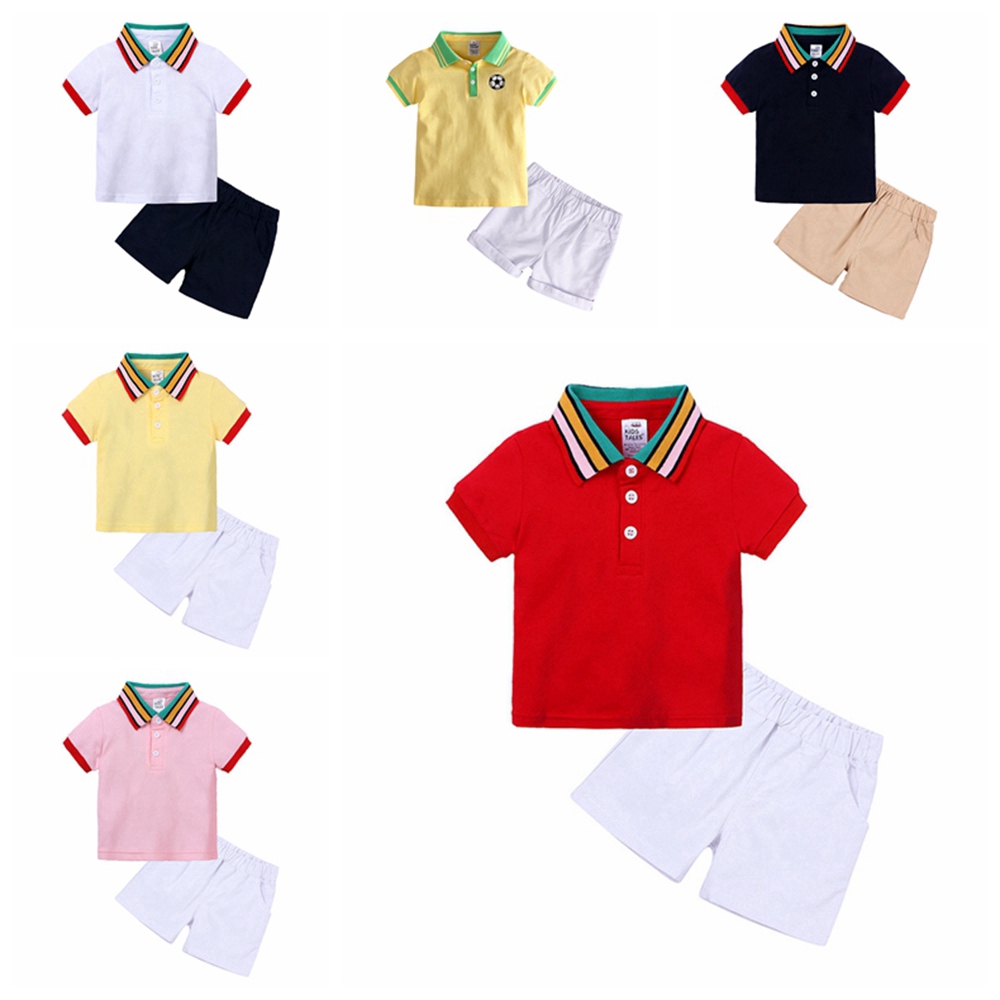 Set Áo Thun Polo &amp; Quần Short Cho Bé Trai Từ 1-7 Tuổi