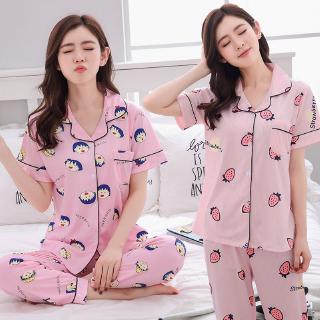 bộ pijama tay ngắn quần dài  thời trang nữ dễ thương