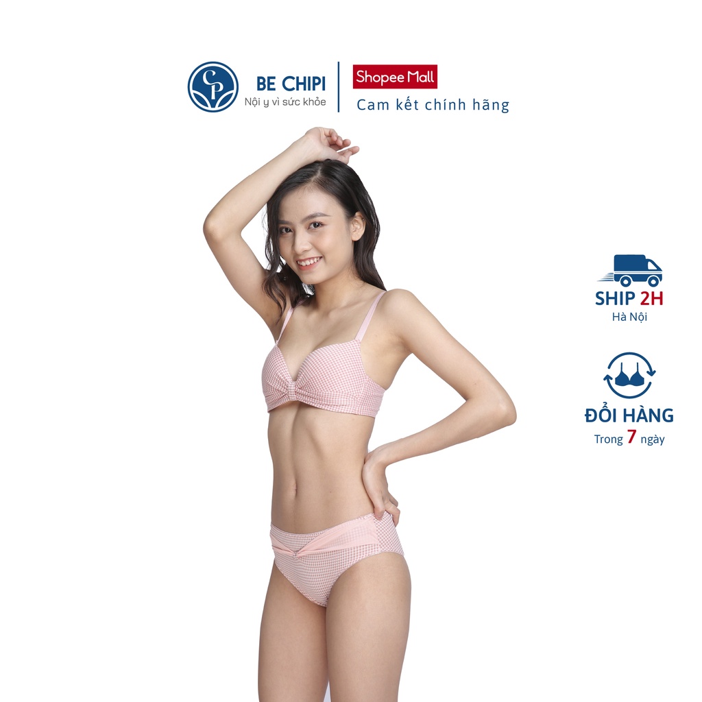 Bộ Đồ Lót BECHIPI Không Gọng Đẩy Ngực Họa Tiết Kẻ Caro - BL1008 | BigBuy360 - bigbuy360.vn