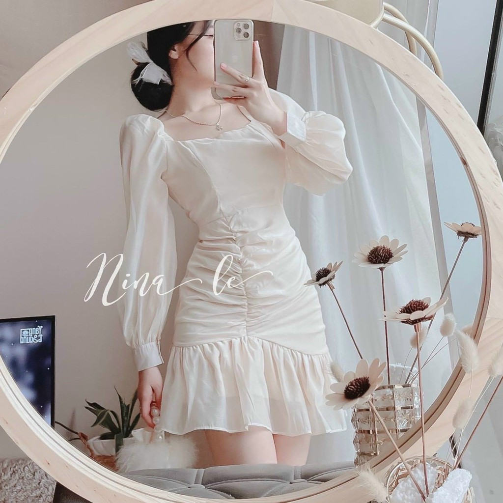 HÀNG CAO CẤP ĐẦM CỔ VUÔNG NHÚN RÚT HÔNG ĐUÔI Cá