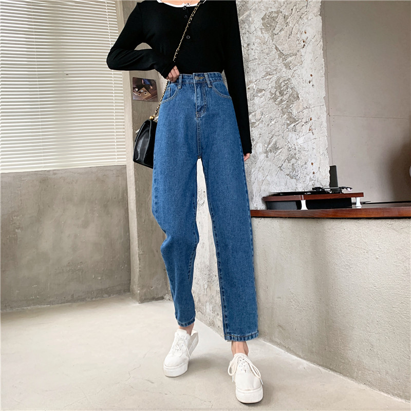 SUXI Quần jeans lưng cao thiết kế ôm dáng theo phong cách Hàn Quốc
