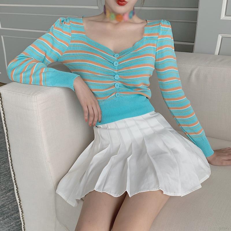 Áo Thun Tay Dài Cổ Chữ V Khoét Sâu Gợi Cảm Cho Bạn Nữ