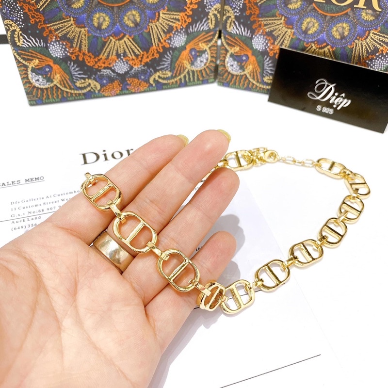 Set 2 món Dây chuyền Khuyên tai nữ DIOR cao cấp Emlux Jewelry Store