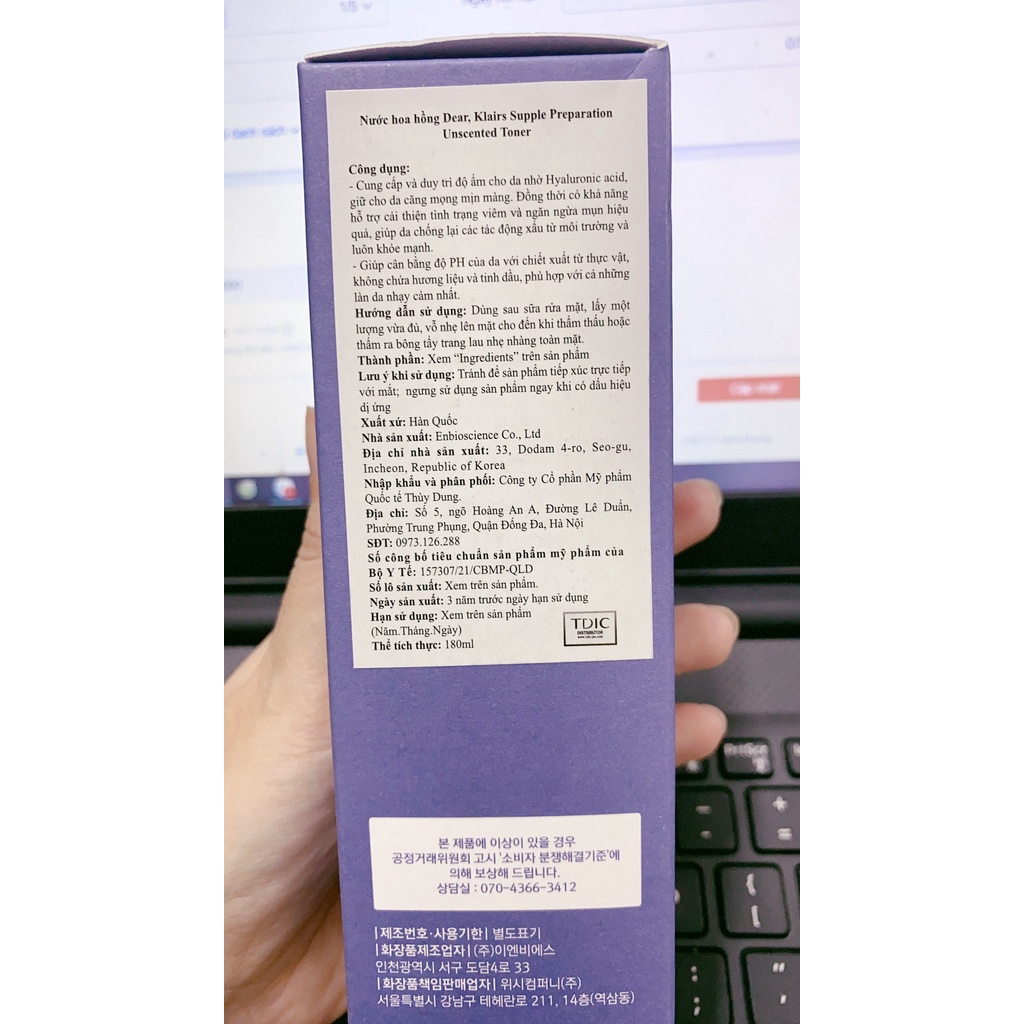 Klairs - Nước Hoa Hồng Không Mùi Dành Cho Da Nhạy Cảm Klairs Supple Preparation Unscented Toner 180ml | BigBuy360 - bigbuy360.vn