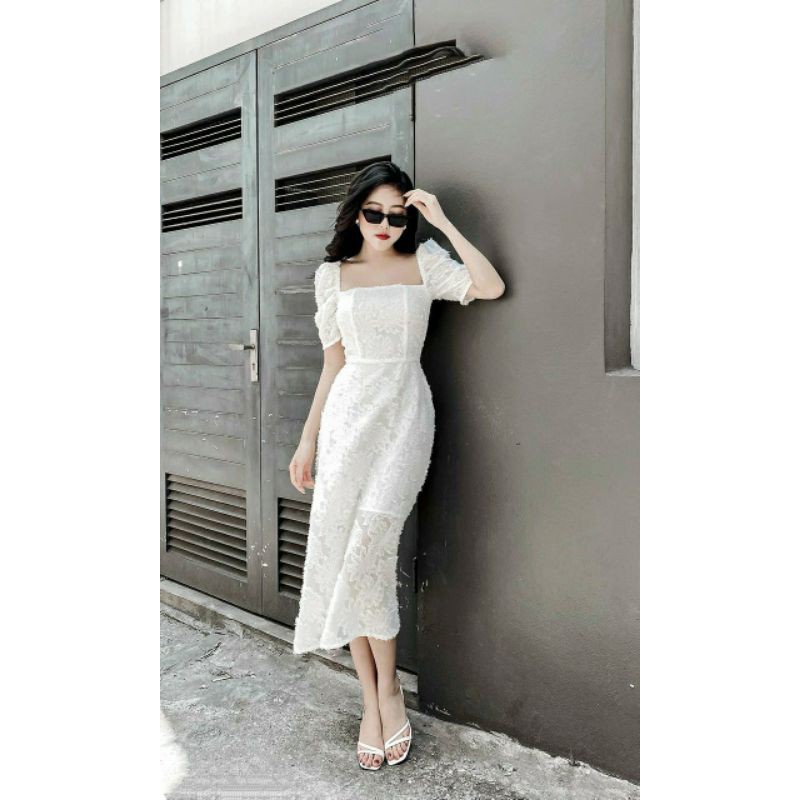 (ẢNH THẬT) Đầm thiết kế midi voan thêu 3D cao cấp - S | BigBuy360 - bigbuy360.vn