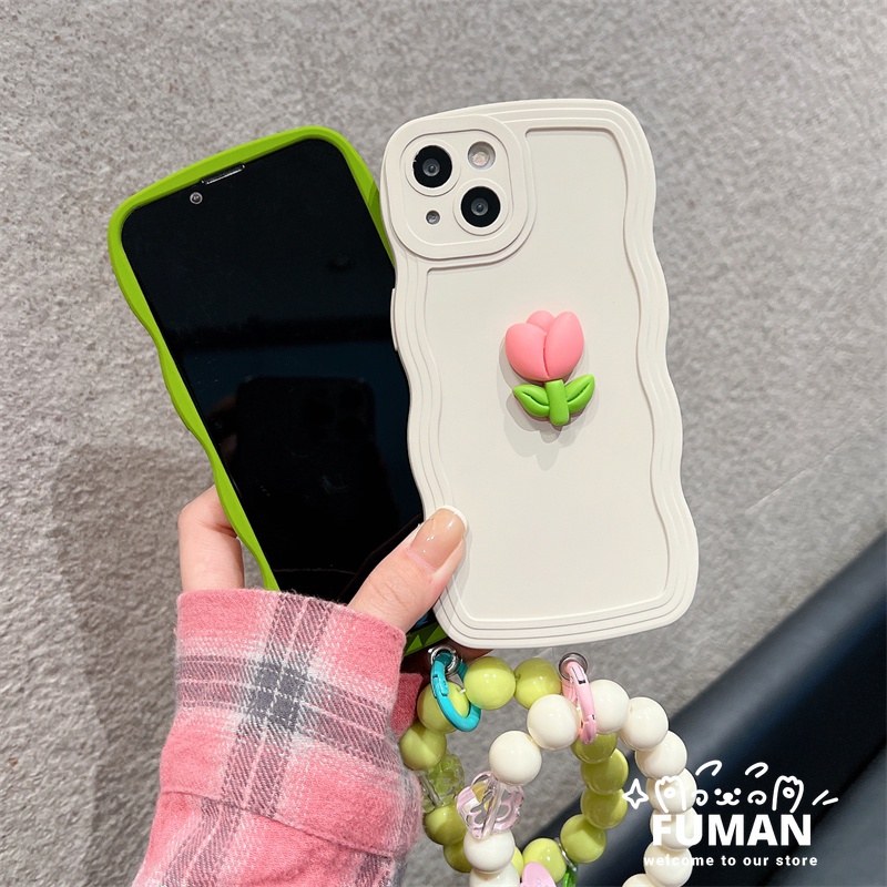 Ốp Điện Thoại Silicon Dẻo Hình Hoa Tulip 3D Có Dây Đeo Cổ Tay Cho Samsung Galaxy A14 A13 A12 A11 A10 A10s A01 4G 5G