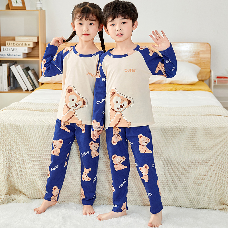 Bộ Đồ Ngủ Cotton Dài Tay In Họa Tiết Dễ Thương Cho Bé