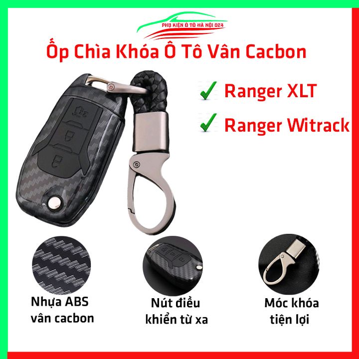 Ốp khóa cacbon Ranger XLT, Ranger Witrack kèm móc khóa