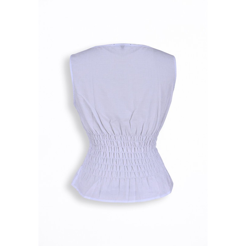 Áo Sơmi Kiểu Nữ Vải Hoa Văn Trắng 12810 Sea Collection