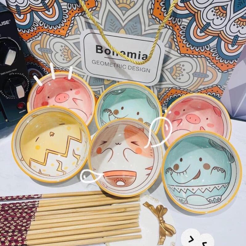 Set bát thú kèm đũa BOHEMIA siêu cute, siêu đáng yêu, siêu tiện lợi - QYDELY