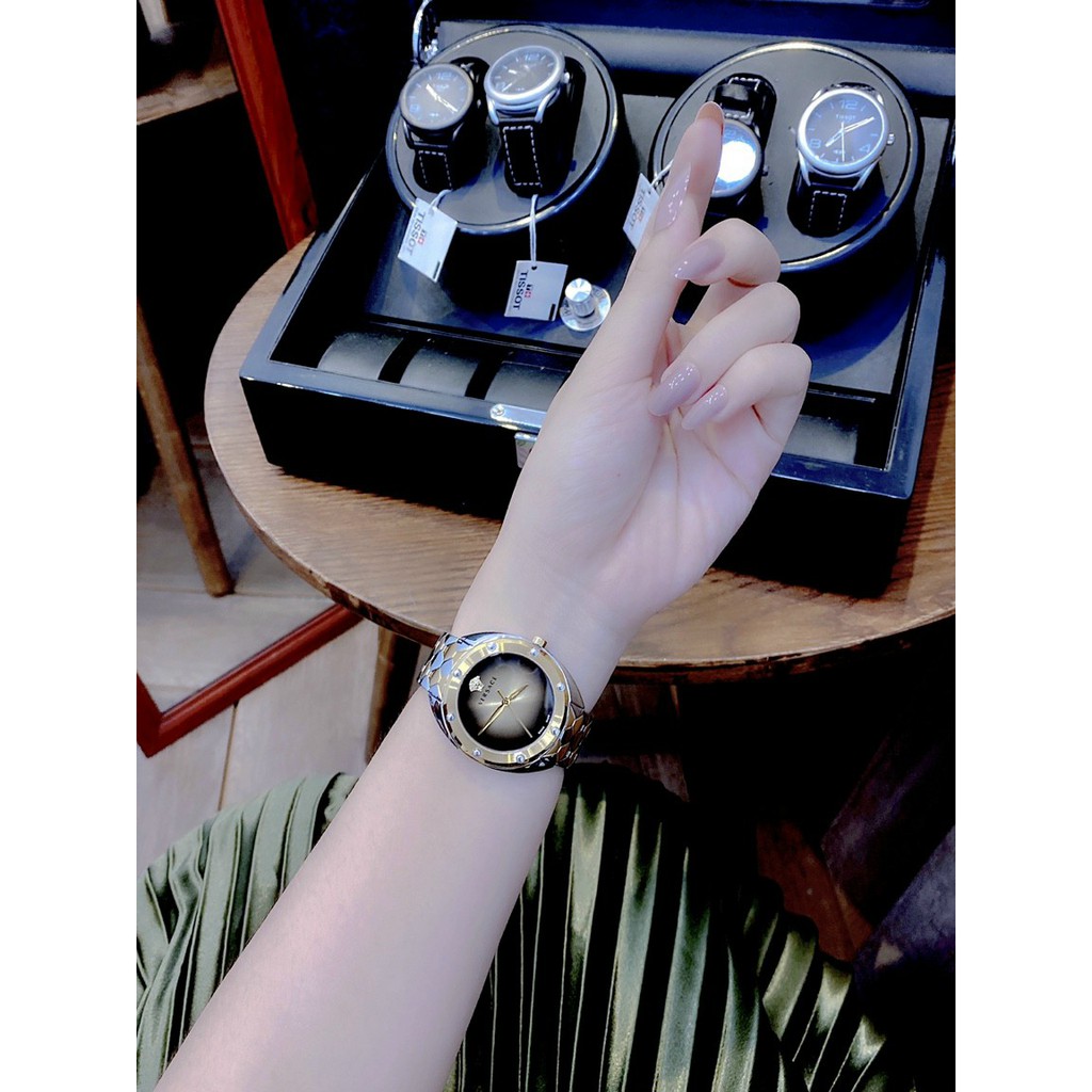 Đồng hồ nữ chính hãng full box VERSACE, đồng hồ đeo tay mặt tròn, kính Sapphire, thời trang và đẳng cấp