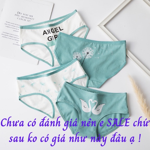 Quần lót nữ cao cấp cotton thái cute bigsize kháng khuẩn sịp chip xinh thoáng khí dễ thương hoạ tiết trắng xanh QL11
