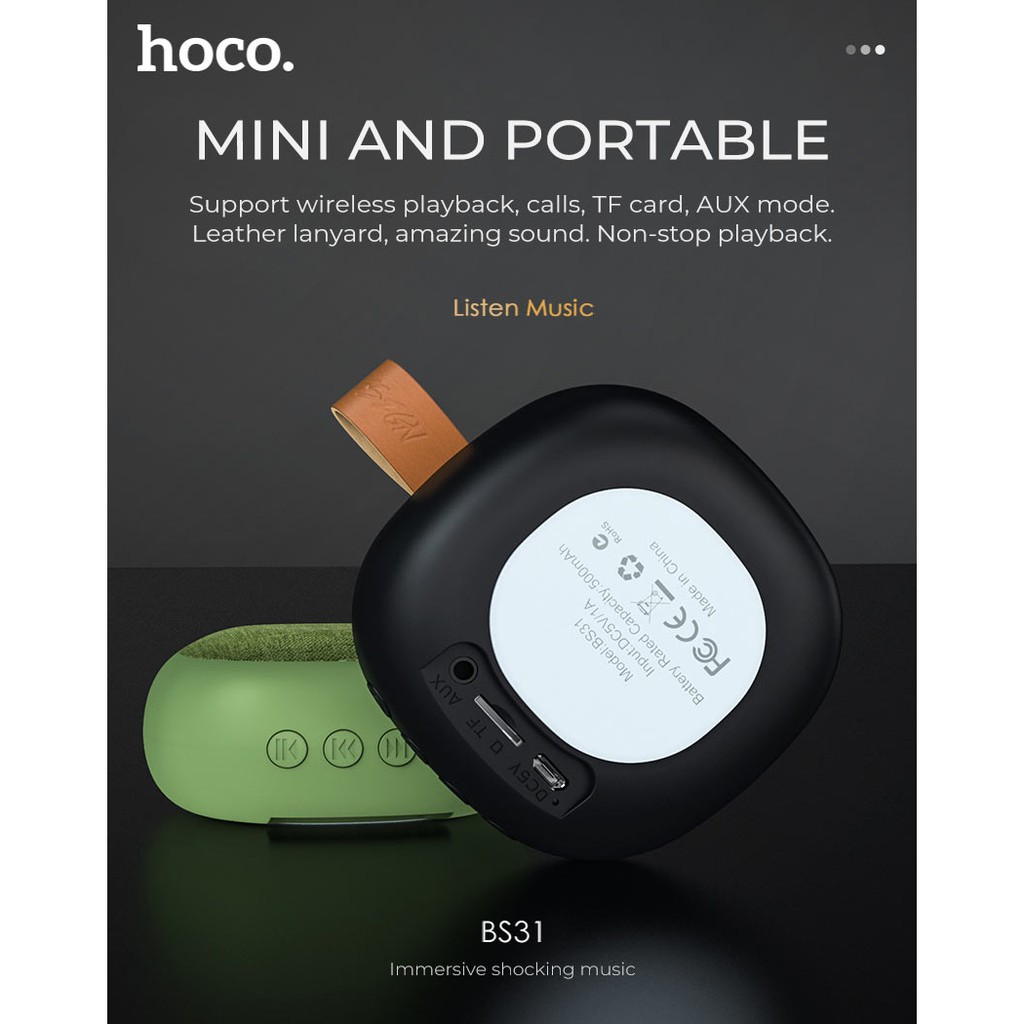 [Mã ELHACE giảm 4% đơn 300K] Loa Bluetooth mini Hoco BS31 Bright sound Wireless V4.2WT - Hãng phân phối chính thức