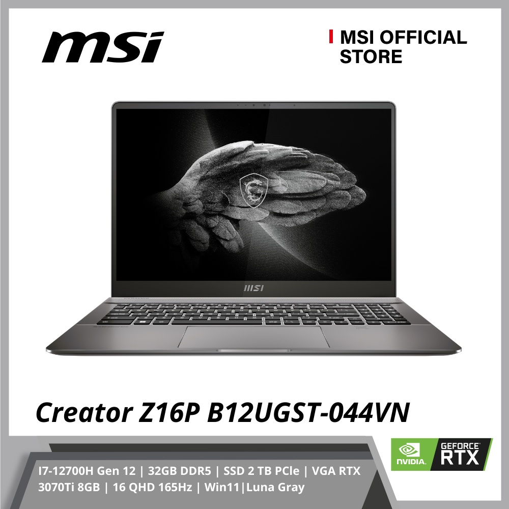 Laptop MSI Creator Z16 B12UGST-044VN (I7-12700H Gen 12/32GB DDR5/SSD 2 TB PCle/VGA RTX 3070Ti 8GB/16 QHD 165Hz W11 Gray