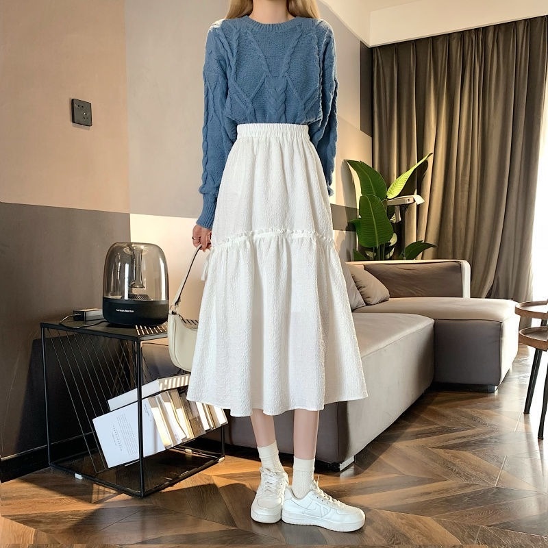 Chân váy chữ A lưng cao thời trang thu đông cho nữ