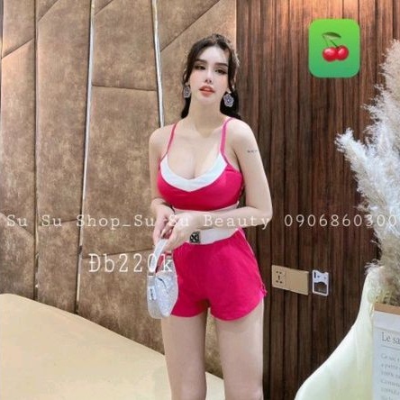 Sét 2 món áo cổ tim croptop và quần đùi bèo BC🥰