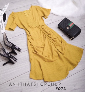 Đầm vàng xốp nhún ( kèm clip - ảnh thật)