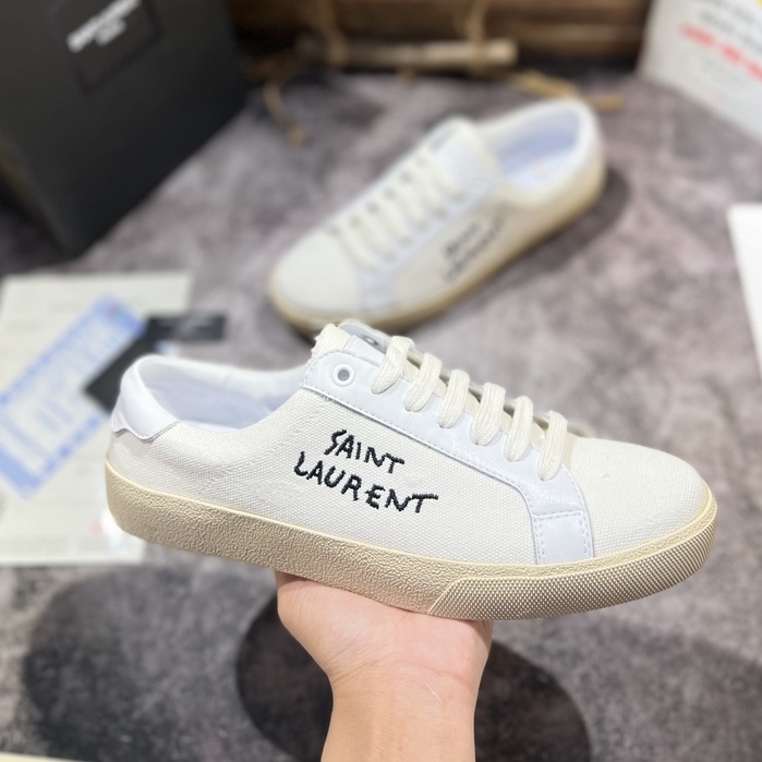 GIÀY thể thao nam nữ SAINT LAURENT, Giày Paris kem vải hàng cao cấp.