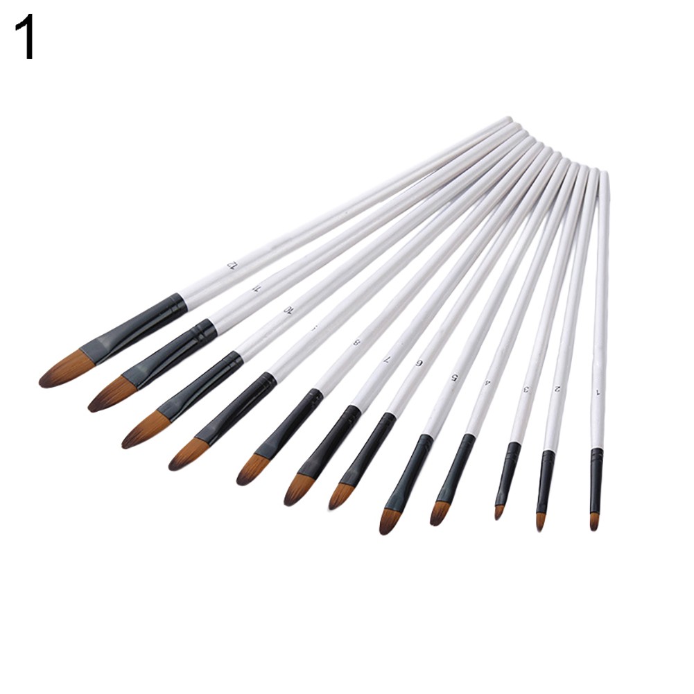 Set 12 dụng cụ cọ vẽ màu nước tay cầm bằng gỗ tiện lợi