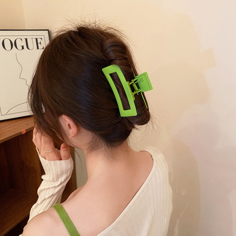 Kẹp Tóc Hình Cá Mập Màu Xanh Lá Nhám Phong Cách Hàn Quốc Đơn Giản Cho Nữ