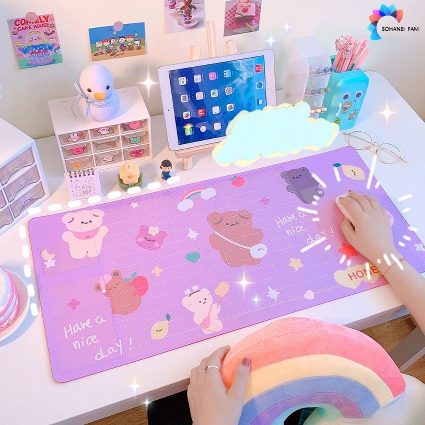 Lót Chuột, Bàn Di Chuột Cỡ Lớn, Lót Bàn, Lót Tay Cho Máy Tính Để Bàn Hoạt Hình Dễ Thương- SOHANEI FAM