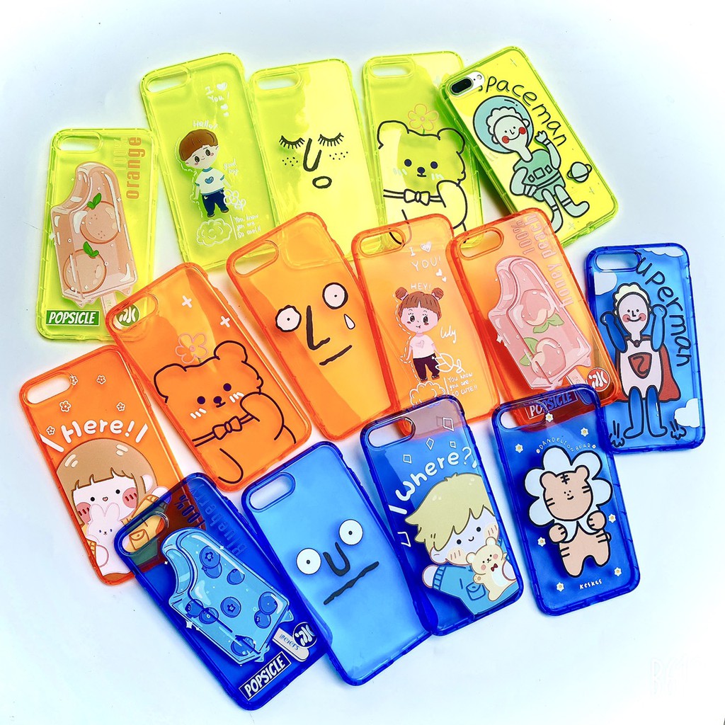 Ốp Iphone màu Neon in hình nổi bật 6/ 6s/ 6 Plus/ 6s Plus/ 7 Plus/ 8 Plus có bảo vệ camera