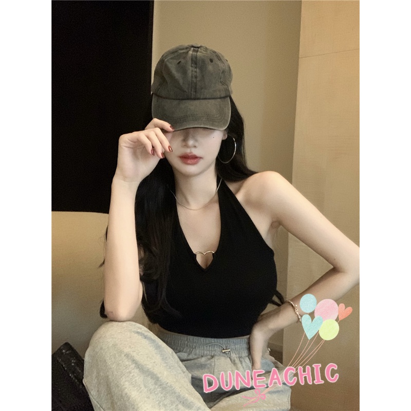 DUNEA Áo Hai Dây Họa Tiết Trái Tim Quyến Rũ Cho Nữ