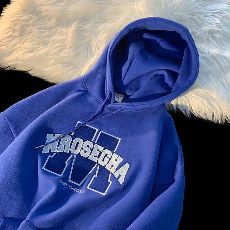 Áo Khoác Hoodie In Chữ Klein Màu Xanh Dương Thời Trang Thu Đông Dành Cho Cặp Đôi