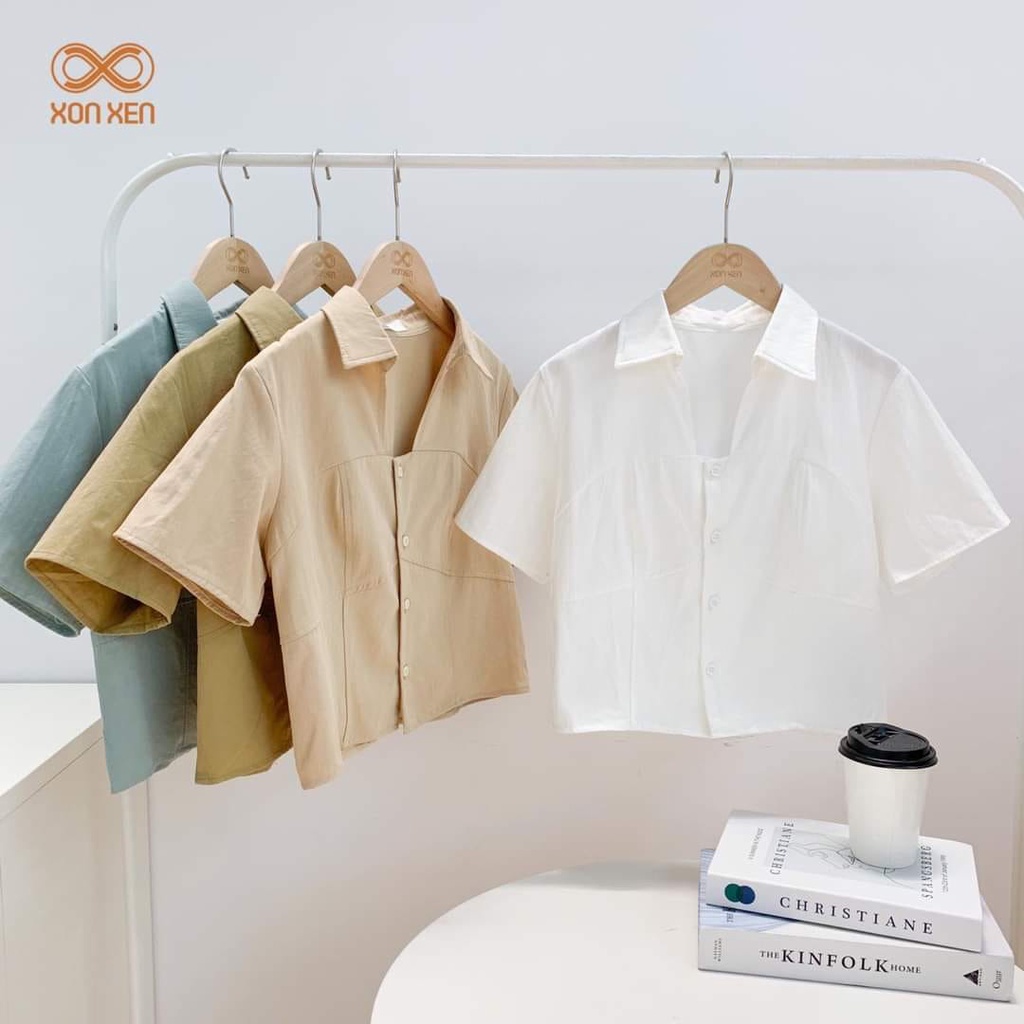 ÁO SƠ MI CỔ U DÁNG CROPTOP  XONXEN 26 PHAN CHÂU TRINH TAM KỲ mã 54